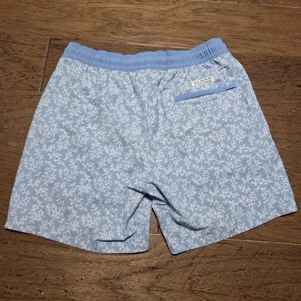 Fair Harbor Shorts Mens M 8” Lined Geometric Board Swim Trunks Surf Coolmax